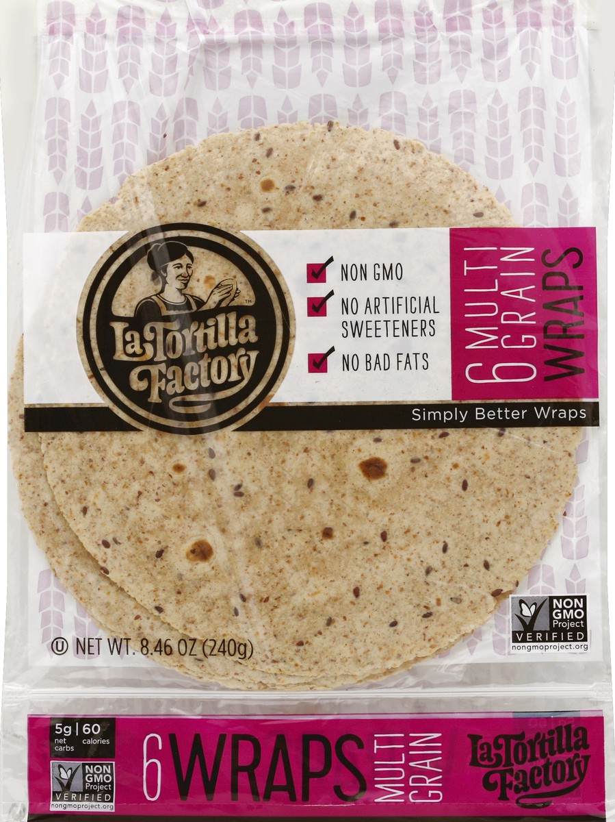 slide 5 of 5, La Tortilla Factory Multi-Grain Wraps, 