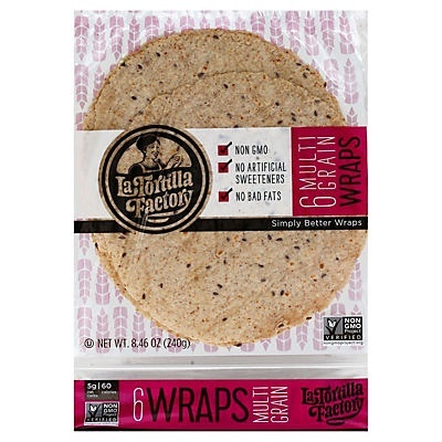 slide 1 of 5, La Tortilla Factory Multi-Grain Wraps, 