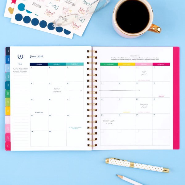 slide 7 of 8, 2024-2025 At-A-Glance Simplified By Emily Ley Weekly/Monthly Academic Planner, 7"" X 8-3/4"", Pink, July 2024 To June 2025, El27-805A, 1 ct