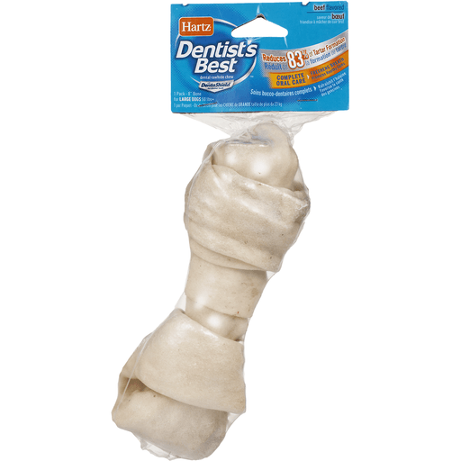 slide 4 of 9, Hartz Dentist's Best Dental Rawhide Chew With Denta Shield Beef Flavored Large Dogs, 1 ct