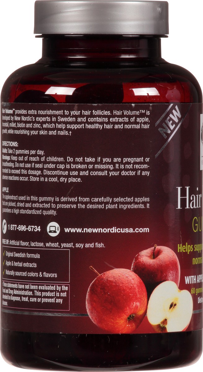 slide 6 of 9, New Nordic Hair Volume Apple Flavor Gummies 60 ea, 60 ct