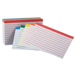 Office Depot Brand Color-Coded Ruled Index Cards, 3'' X 5'', Assorted Colors, Pack Of 100