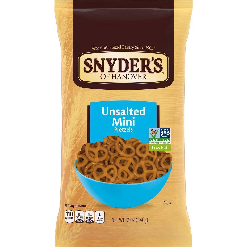 slide 1 of 5, Snyder's of Hanover, Unsalted Mini Pretzels, 12 Oz Bag, 12 oz