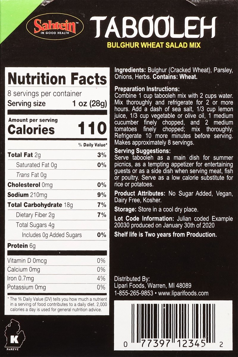 slide 3 of 13, Sahtein Bulghur Wheat Tabooleh Salad Mix 8 oz, 8 oz