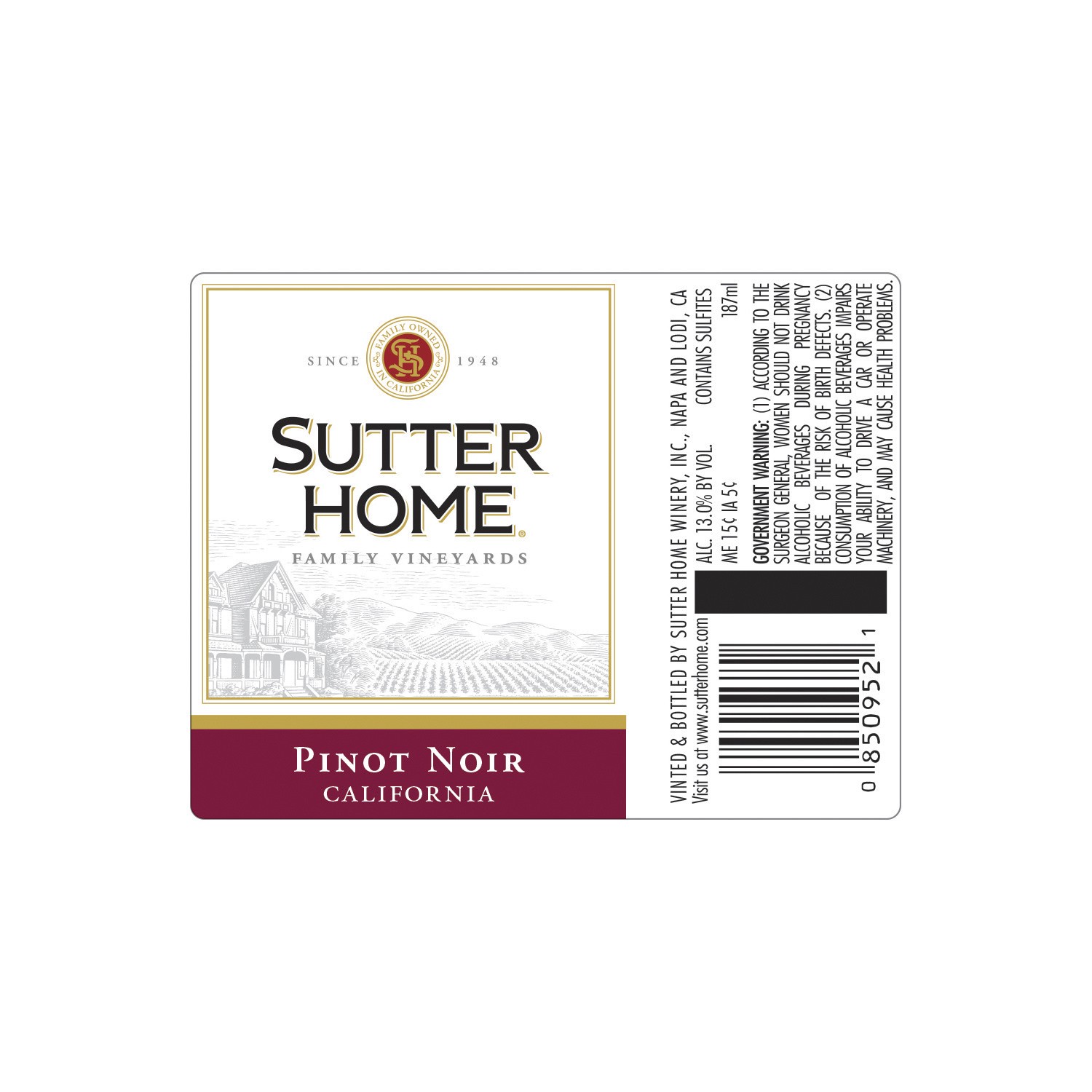 slide 2 of 4, Sutter Home Pinot Noir 4 ea, 187 ml