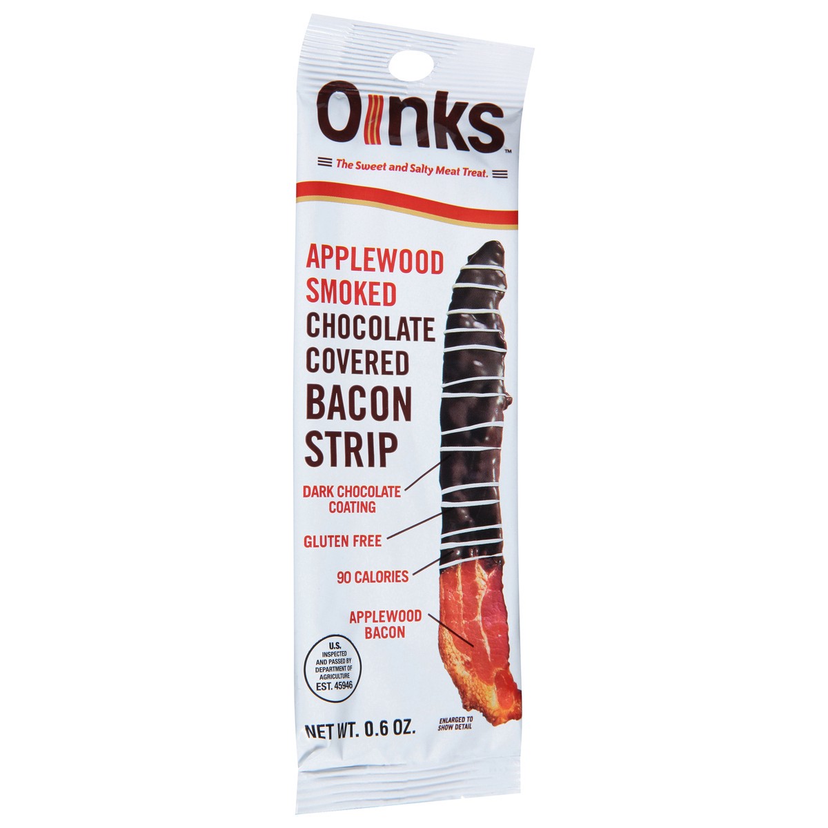 slide 11 of 13, Oinks Chocolate Covered Applewood Smoked Bacon Strip 0.6 oz, 0.6 oz