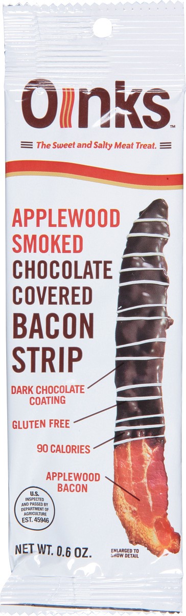 slide 6 of 13, Oinks Chocolate Covered Applewood Smoked Bacon Strip 0.6 oz, 0.6 oz