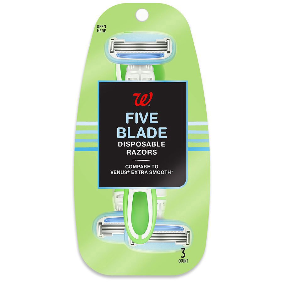 slide 1 of 2, Walgreens Five Blade Disposable Razors, 3 ct