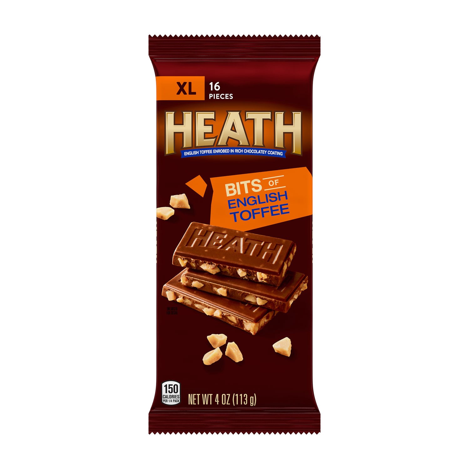 slide 1 of 6, Heath Chocolatey English Toffee XL, Candy Bar, 4 oz (16 Pieces), 4 oz