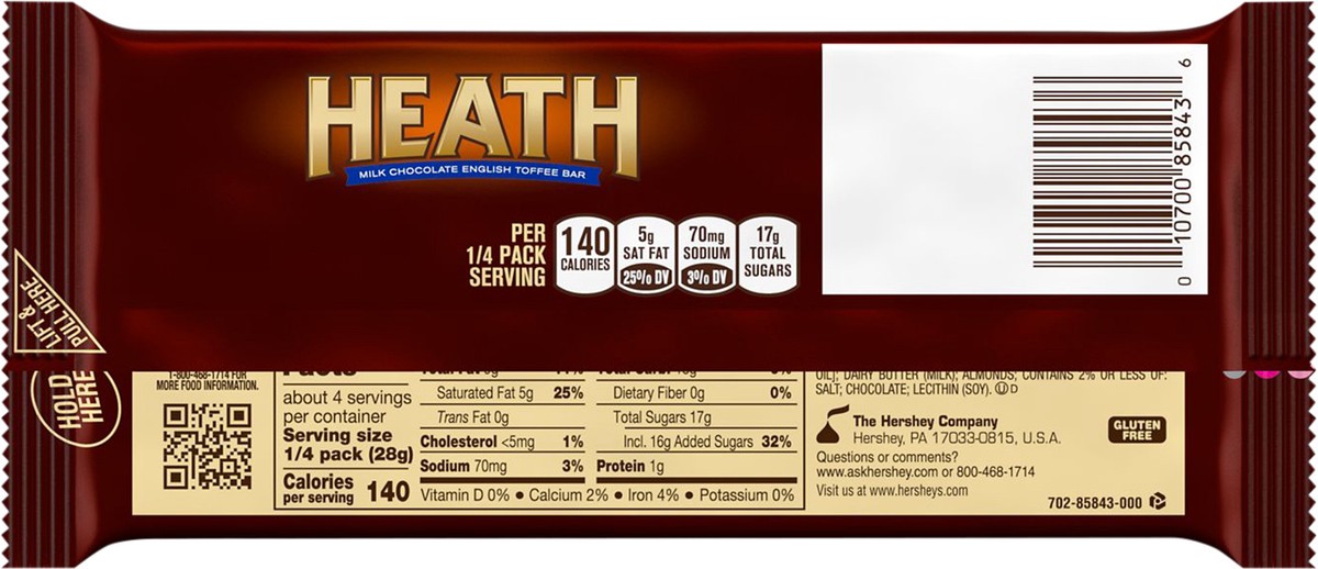 slide 5 of 6, Heath Chocolatey English Toffee XL, Candy Bar, 4 oz (16 Pieces), 4 oz