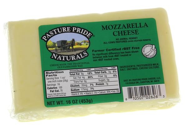 slide 1 of 1, Pasture Pride Naturals Mozzarella Cheese, 16 oz