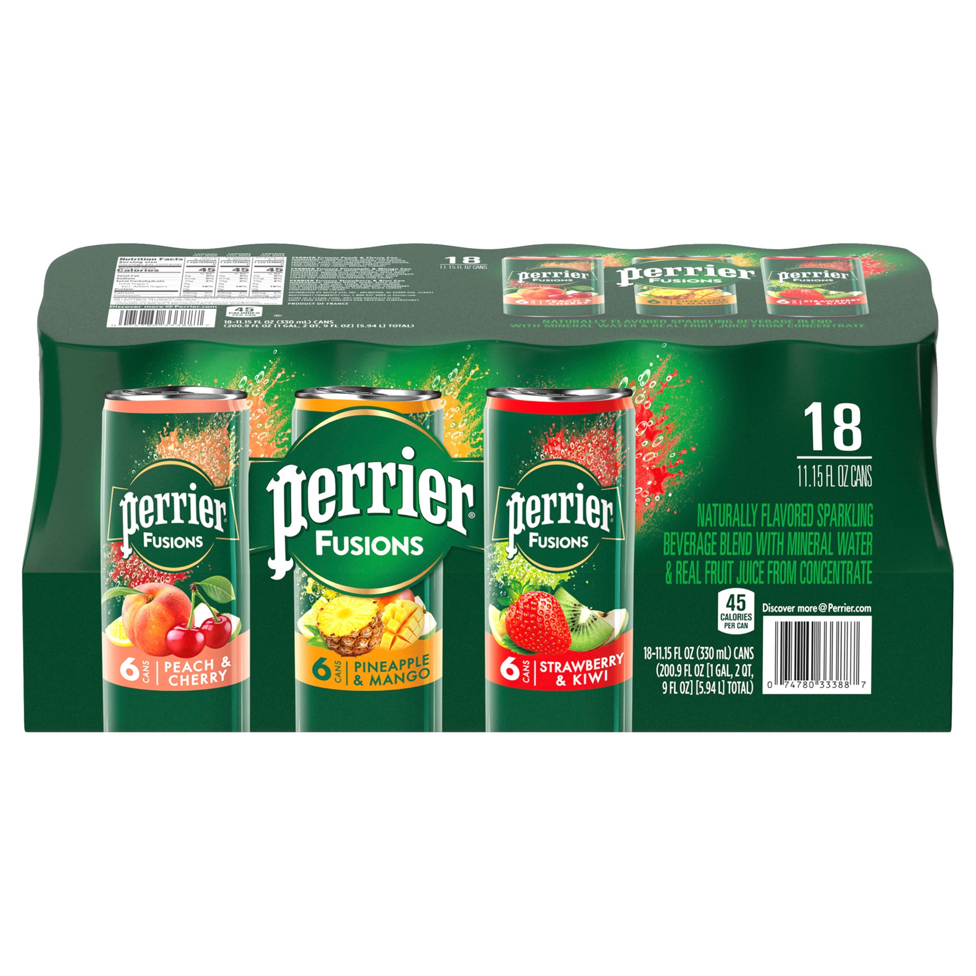 slide 1 of 2, Perrier USA Perrier & Juice Drink Strawberry Kiwi  Slim Can Rainbow - 18 Pack, 18 x 330 ml