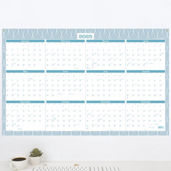 slide 4 of 5, 2024-2025 At-A-Glance Badge Reversible Academic/Regular Year Wall Calendar, 24"" X 36"", Geo, July 2024 To June 2025, 1710G-550Sb, 1 ct