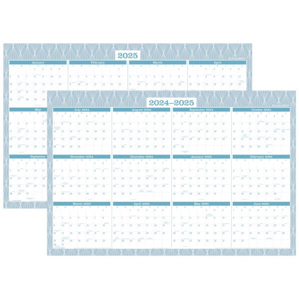 slide 3 of 5, 2024-2025 At-A-Glance Badge Reversible Academic/Regular Year Wall Calendar, 24"" X 36"", Geo, July 2024 To June 2025, 1710G-550Sb, 1 ct