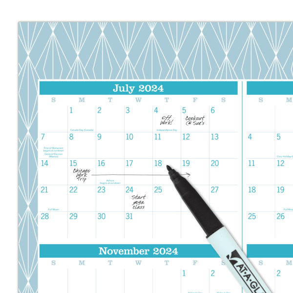 slide 5 of 5, 2024-2025 At-A-Glance Badge Reversible Academic/Regular Year Wall Calendar, 24"" X 36"", Geo, July 2024 To June 2025, 1710G-550Sb, 1 ct