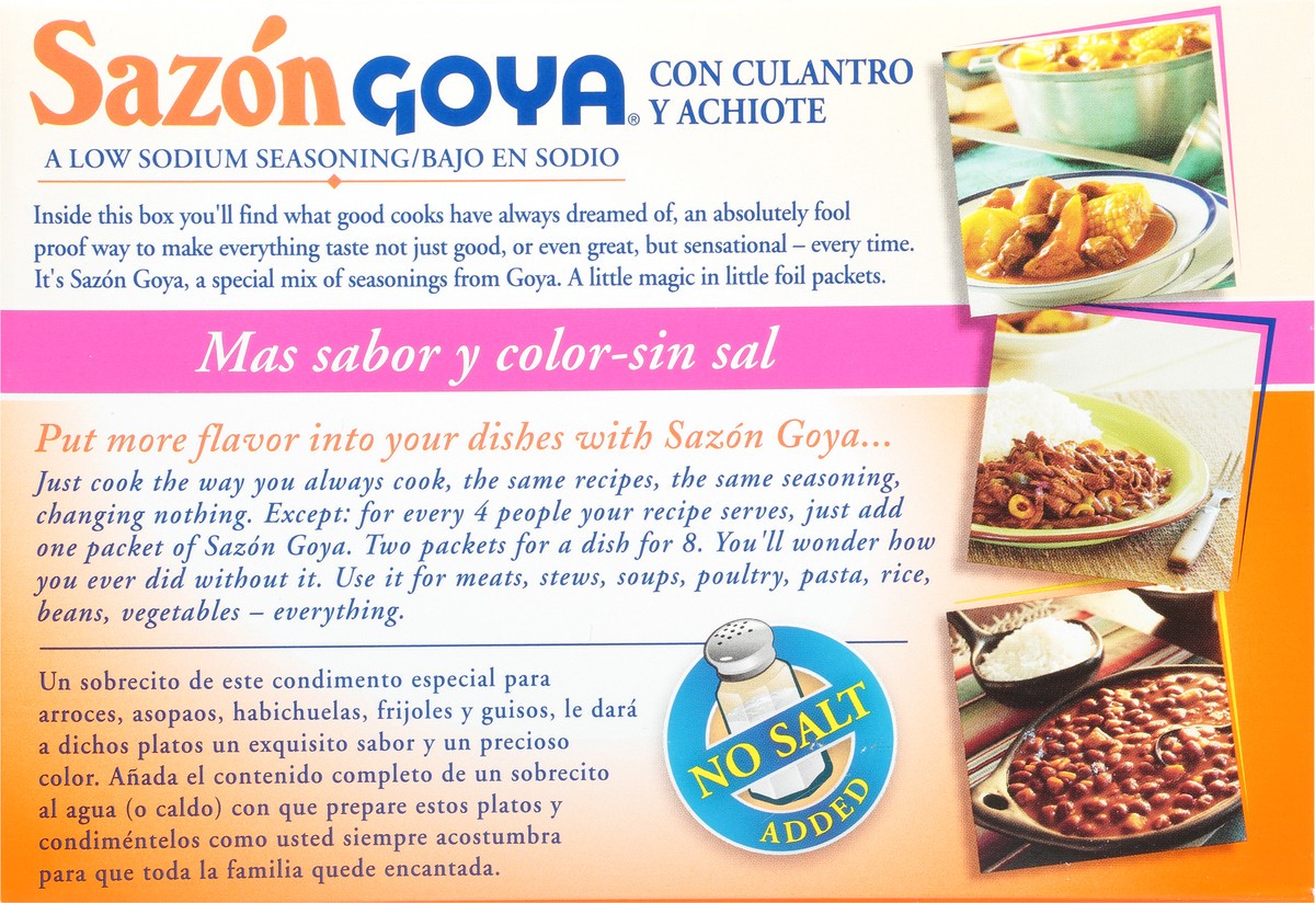 slide 6 of 9, Sazon Goya Coriander & Annatto Low Sodium Seasoning 20 packets Box, 20 ct