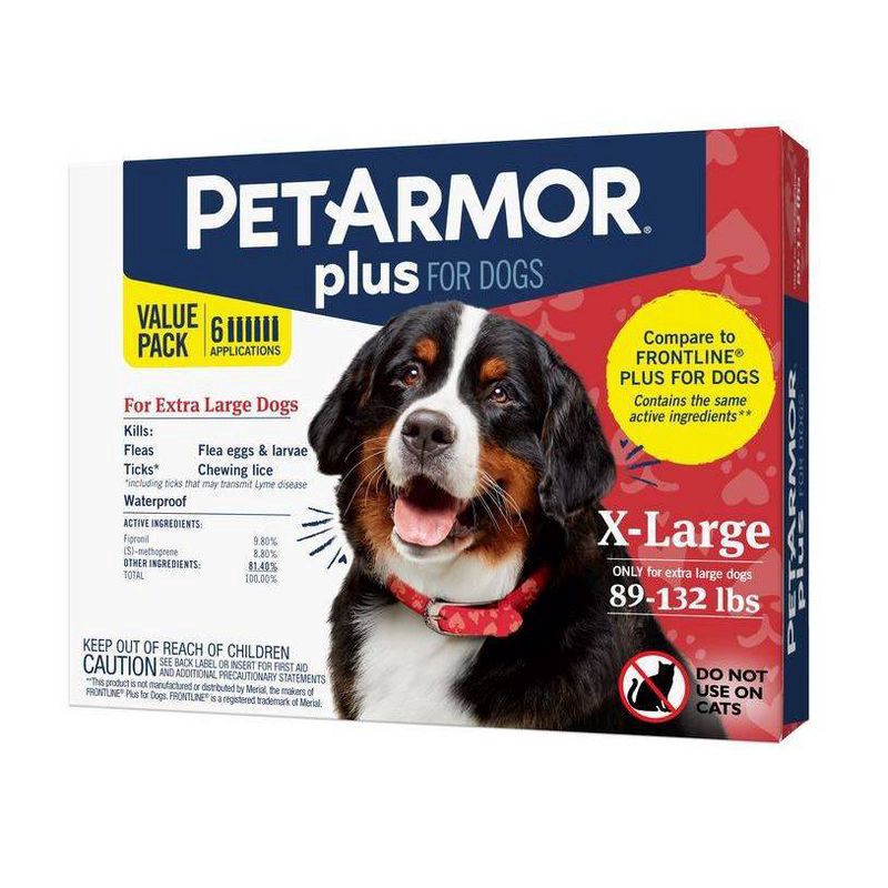 slide 1 of 7, PETARMOR Plus for X-Large Dogs 89-132 lbs, Flea & Tick Prevention for Dogs, 6-Month Supply, 6 ct