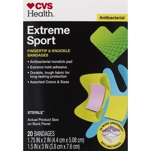 slide 1 of 1, CVS Health Extreme Sport Fingertip & Knuckle Bandages Assorted, 20 ct