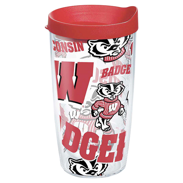 slide 1 of 1, Tervis Unv of Wisconsin All Over Tumbler with Travel Lid, 16 oz
