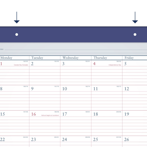 slide 8 of 8, 2024-2025 At-A-Glance Academic Standard Monthly Desk Pad Calendar, 21-3/4"" X 17"", Blue/Red, July To June, 1 ct
