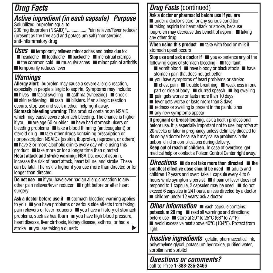 slide 3 of 3, Walgreens Ibuprofen Dye-Free Mini 200mg Softgels, 120 ct