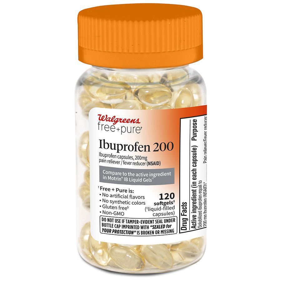slide 1 of 3, Walgreens Ibuprofen Dye-Free Mini 200mg Softgels, 120 ct