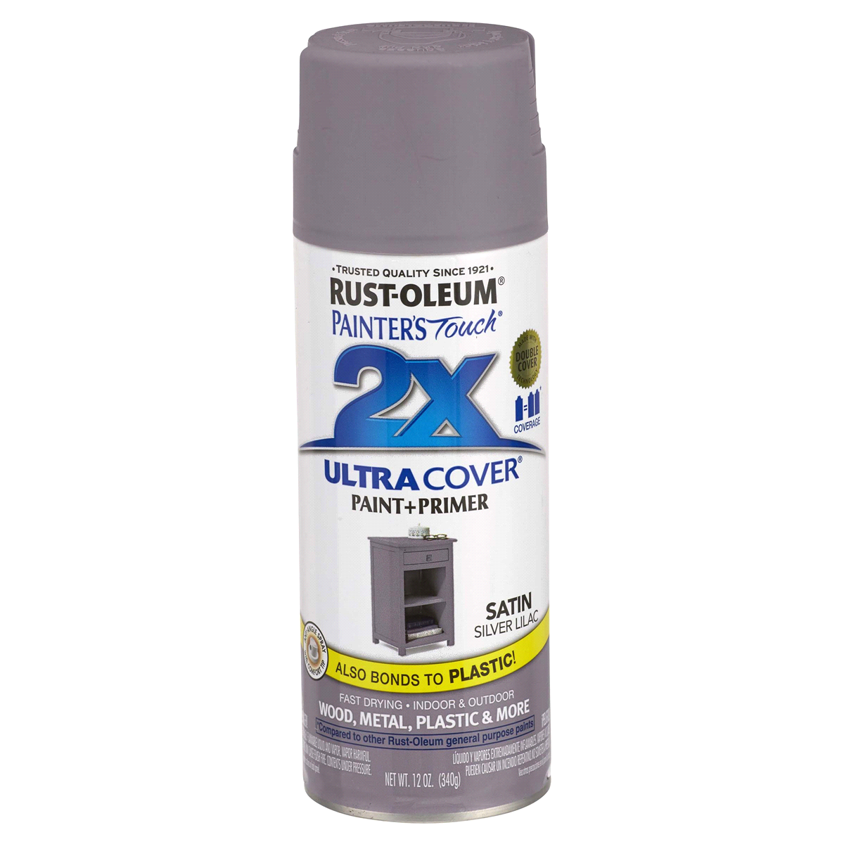 slide 1 of 9, Rust-Oleum Painters Touch 2X Ultra Cover Spray Paint - 329201, Satin Silver Lilac, 12 oz