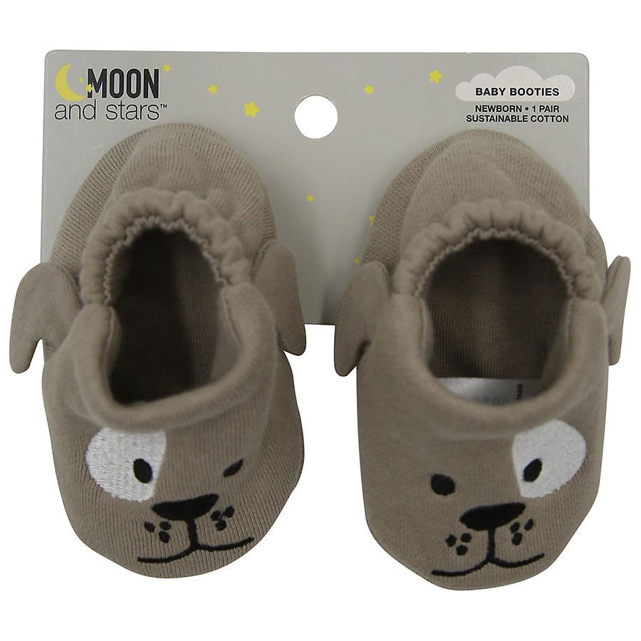 slide 1 of 1, Moon & Stars Baby Booties, 1 pair