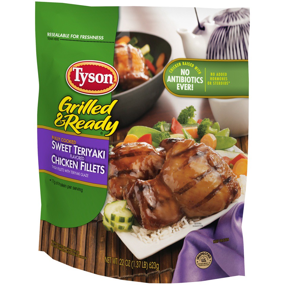 slide 6 of 6, TYSON GRILLED AND READY Tyson Grilled & Ready Fully Cooked Grilled Sweet Teriyaki Chicken Fillets, 22 oz. (Frozen), 623.69 g