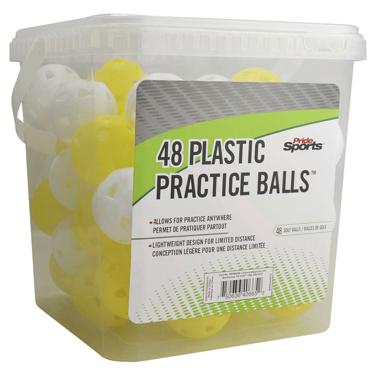 slide 1 of 9, PrideSports Plastic Bucket Practice Golf Balls, 48 ct