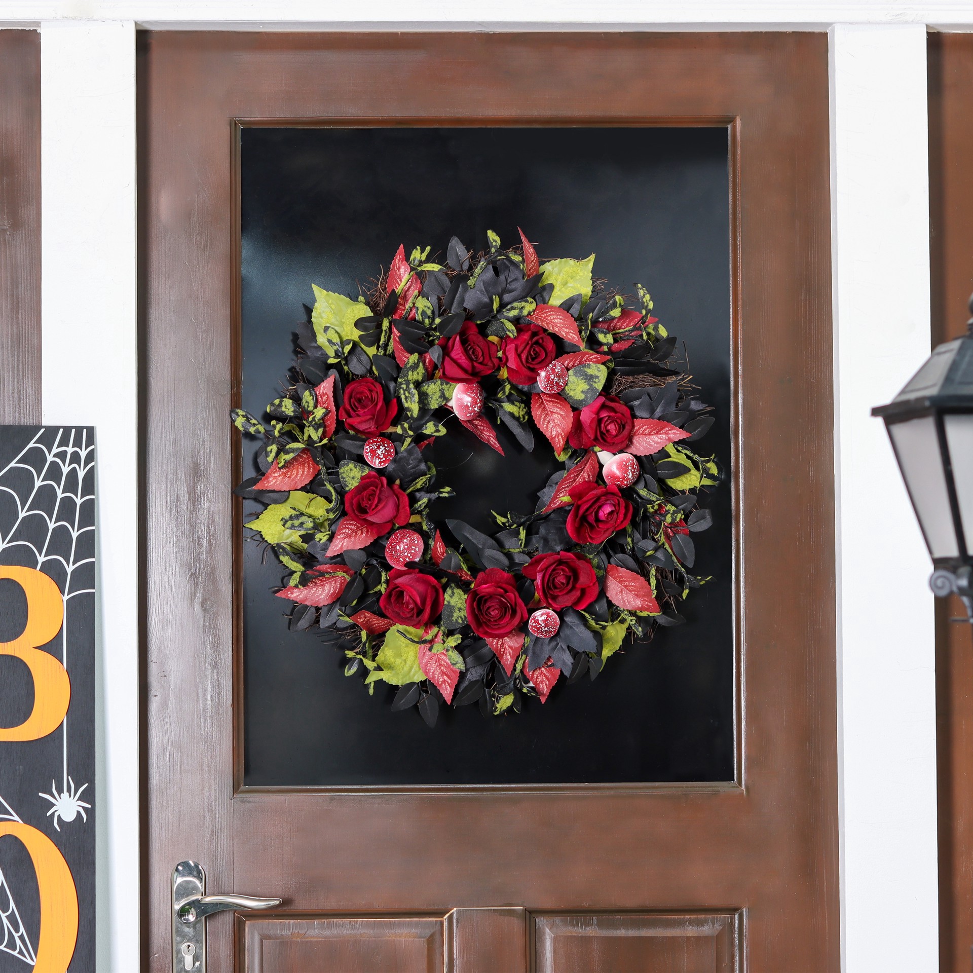 slide 7 of 7, 24" Black & Red Rose Wreath By Ashland, 24 in