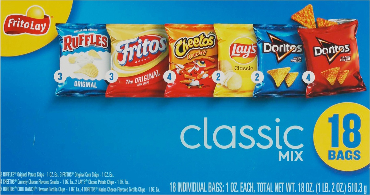 slide 6 of 11, Frito-Lay Classic Snacks Mixed Variety Pack, 18 ct
