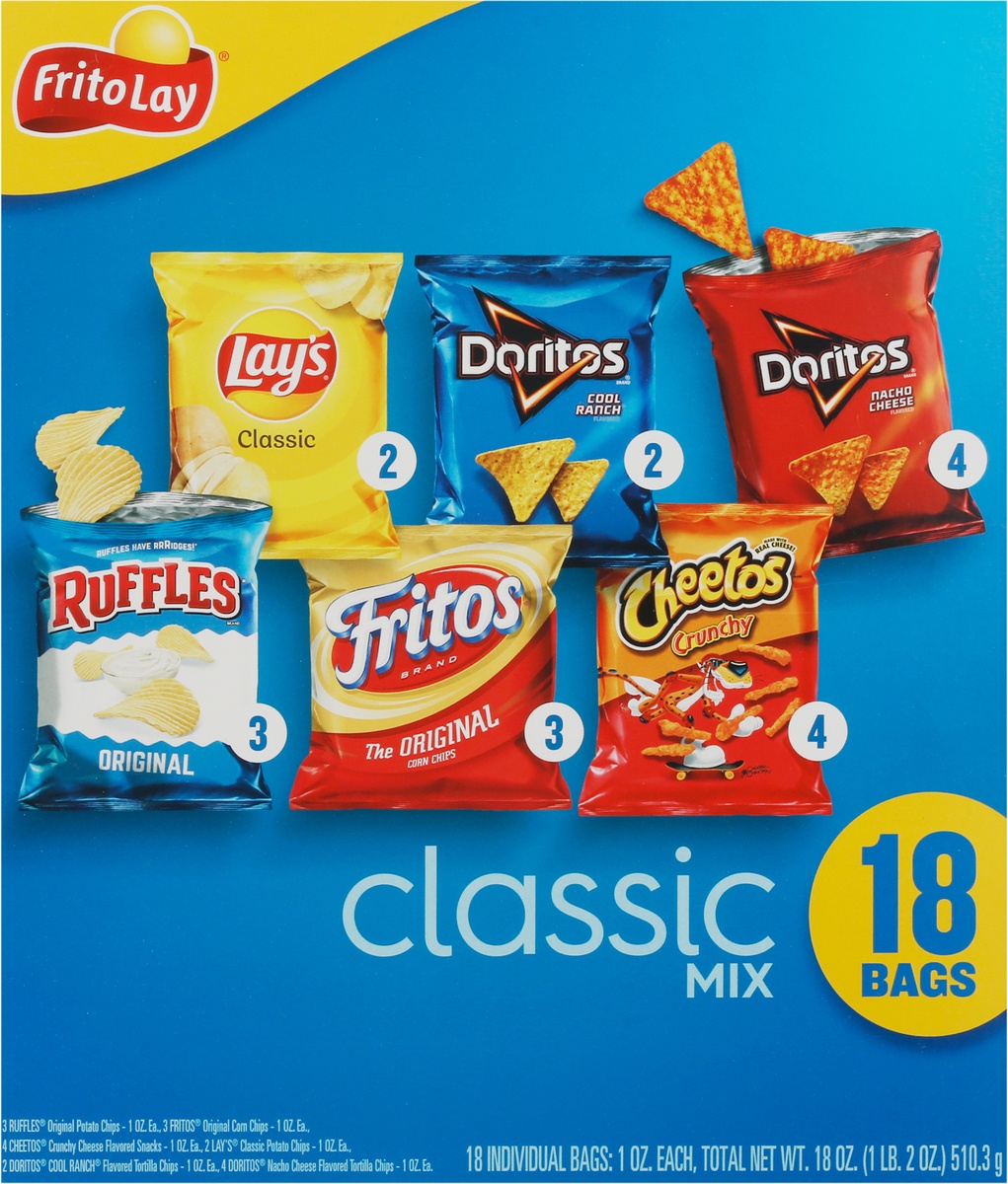 slide 9 of 11, Frito-Lay Classic Snacks Mixed Variety Pack, 18 ct