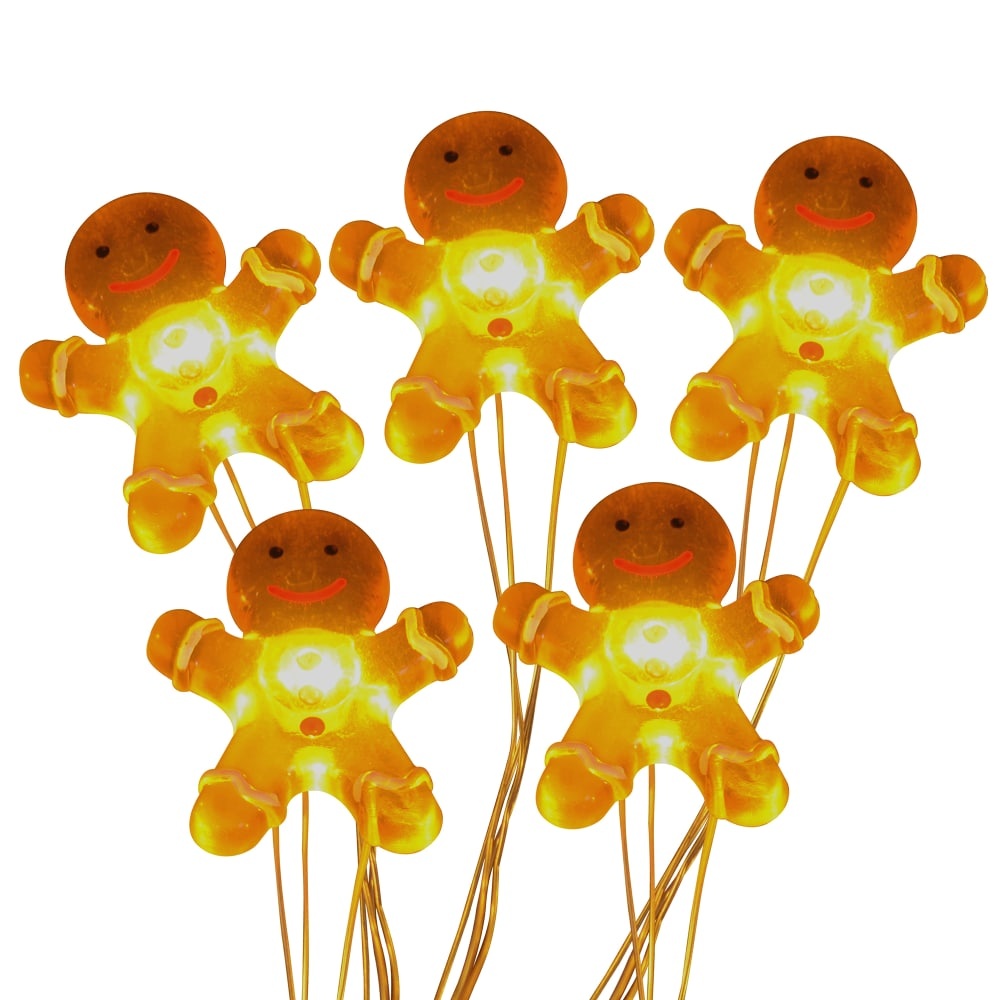 slide 1 of 1, Holiday Home Led Gingerbread Man Party Lights - Yellow, 20 ct