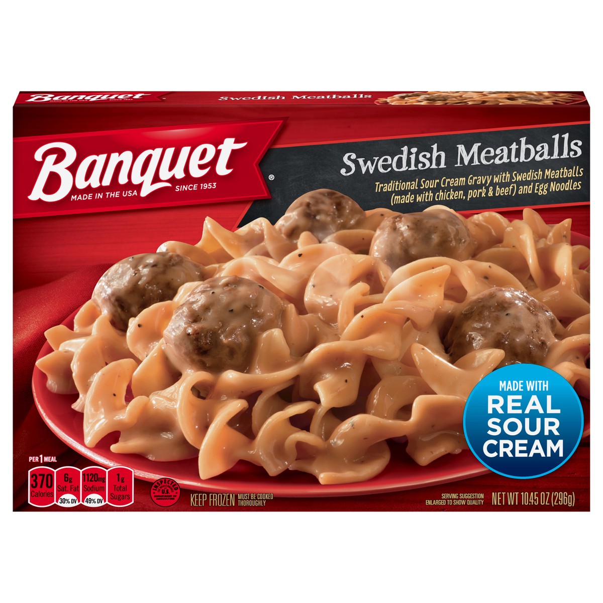 slide 1 of 5, Banquet Classic Swedish Meatballs Frozen Single Serve Meal, 10.45 Ounce, 10 oz