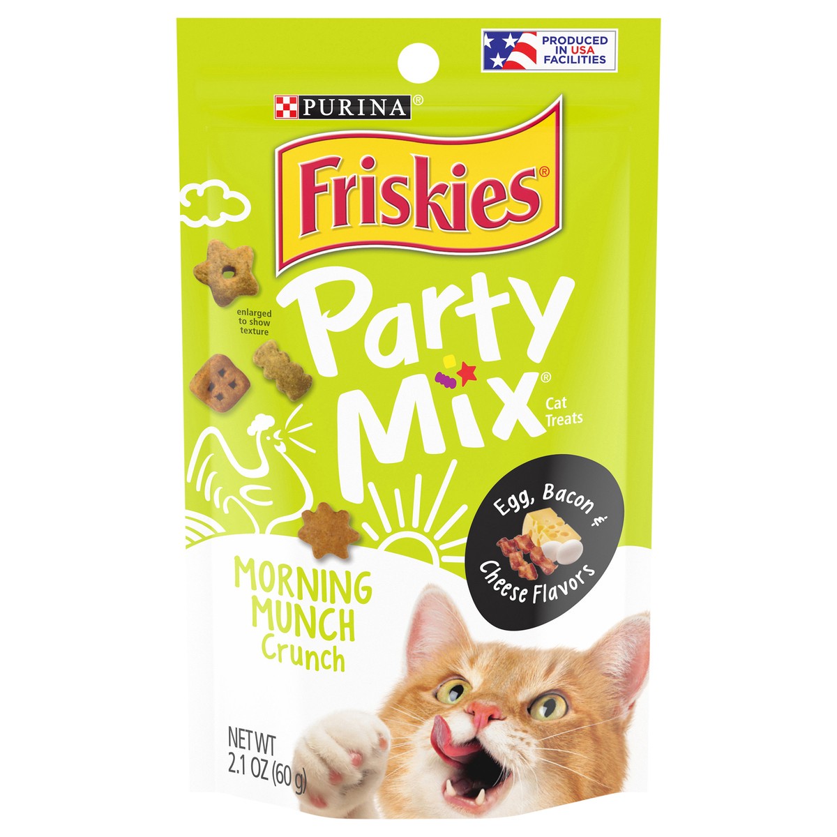 slide 1 of 9, Friskies Purina Friskies Made in USA Facilities Cat Treats, Party Mix Crunch Morning Munch, 2.1 oz