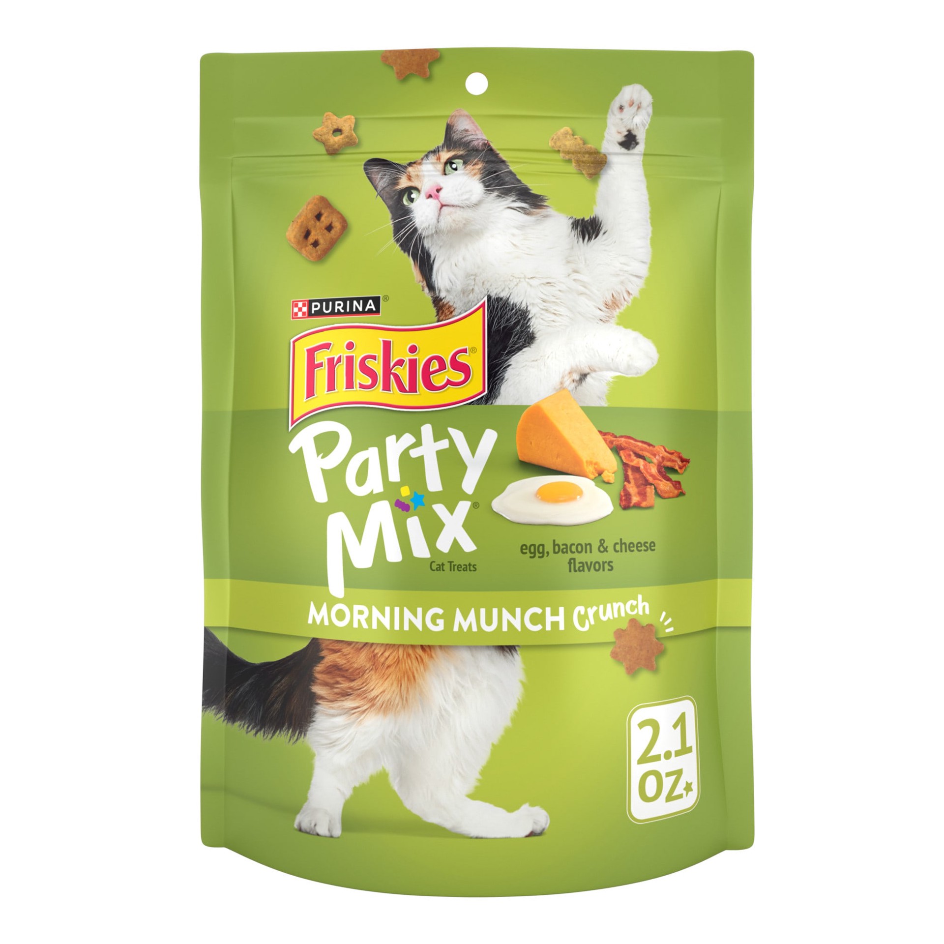 slide 1 of 9, Friskies Purina Friskies Party Mix Morning Munch Crunch Cat Treats - 2.1 oz. Pouch, 2.1 oz