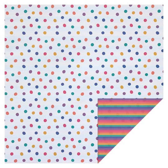 slide 1 of 4, Rainbow Dot Stripe Double-Sided Cardstock Paper By Recollections, 12" X 12", 12 in x 12 in