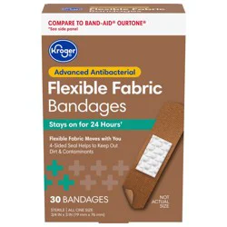 Kroger Advanced Antibacterial Flexible Fabric Bandages - Brown