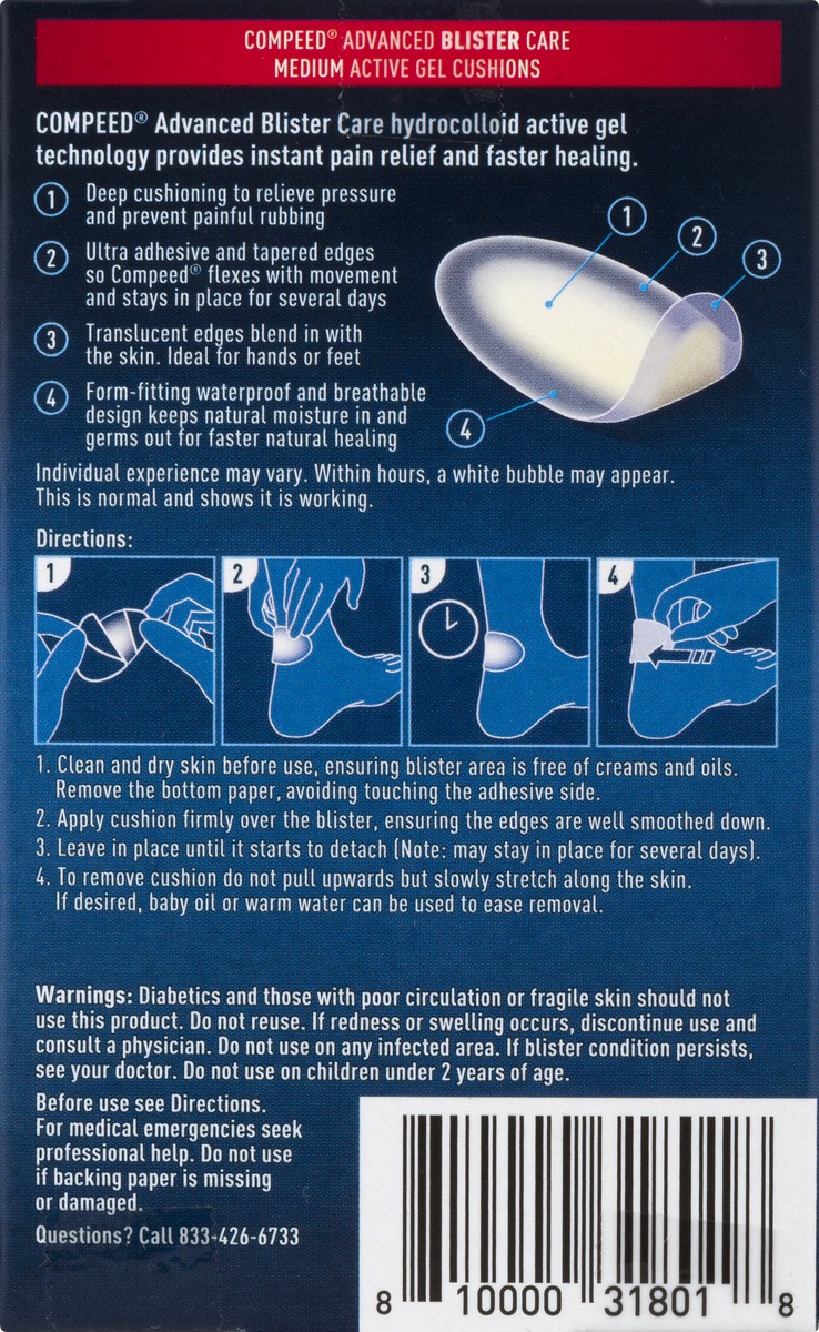 slide 3 of 10, Compeed Medium Advanced Blister Care Active Gel Active Gel Cushions 12.0 ea, 12 ct