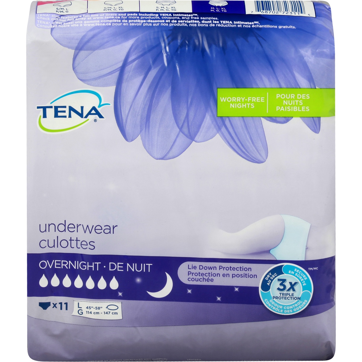 slide 1 of 1, Tena Incontinence Overnight Large Underwear For Women, 14 ct