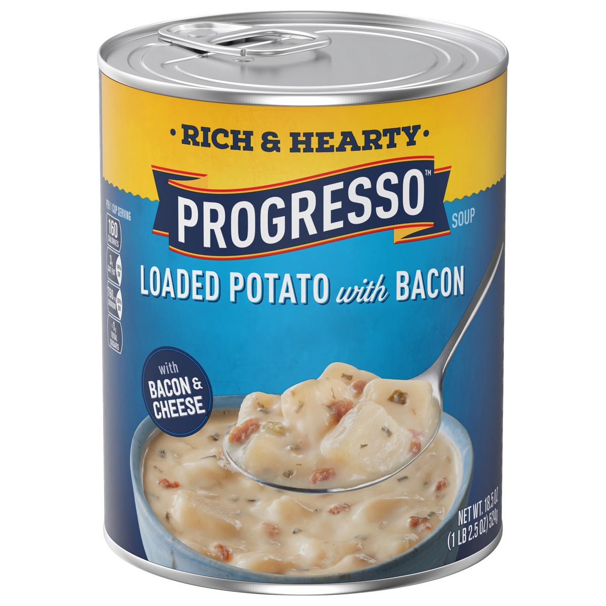 slide 1 of 9, Progresso Loaded Potato Bacon Soup, Rich & Hearty Canned Soup, 18.5 oz, 18.5 oz