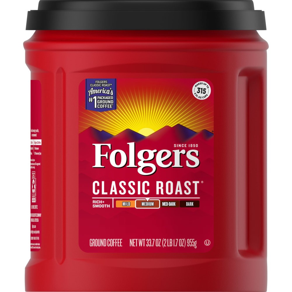 slide 1 of 1, Folgers Coffee, Classic Roast, 33.7 oz