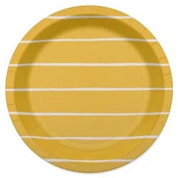 American Greetings 10-Count 7" Paper Plates, Stripes on Yellow