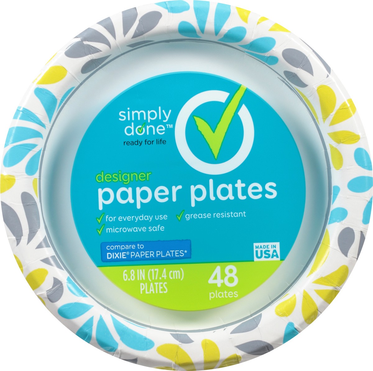 slide 2 of 14, Simply Done 6.8 Inch Designer Paper Plates 48 ea, 48 ct