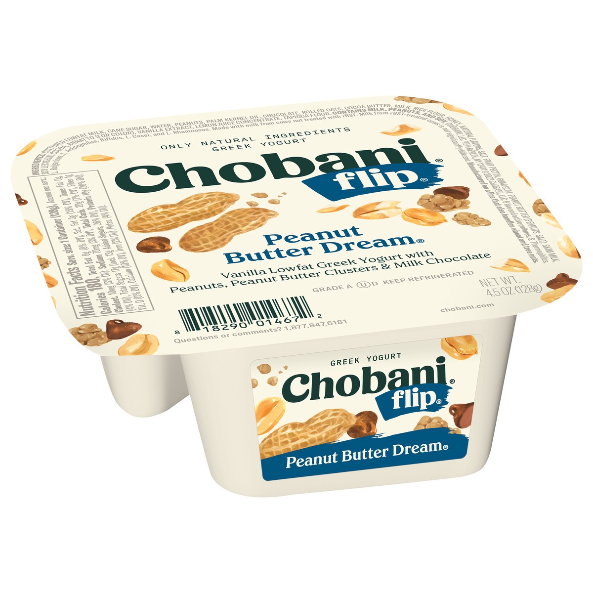 slide 2 of 9, Chobani Flip Low-Fat Chocolate Peanut Butter Dream Greek Yogurt 4.5oz, 4.5 oz