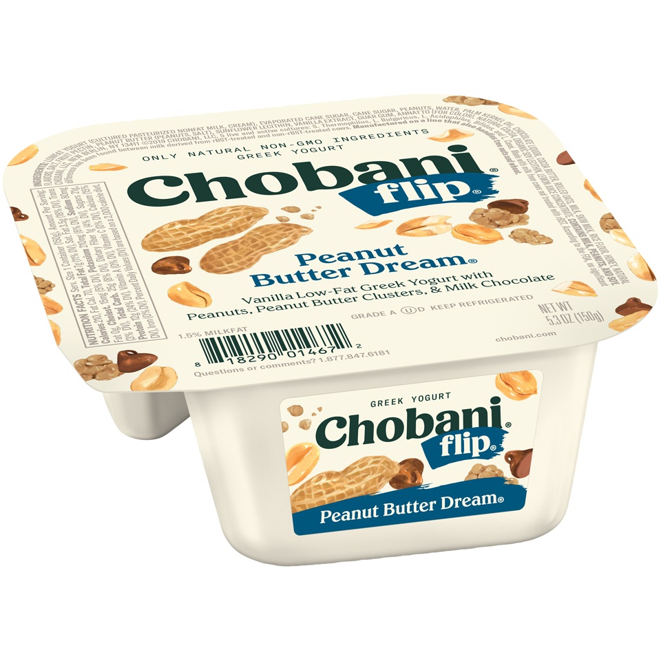 slide 2 of 8, Chobani Flip Peanut Butter Dream Low-Fat Greek Yogurt, 5.3 oz