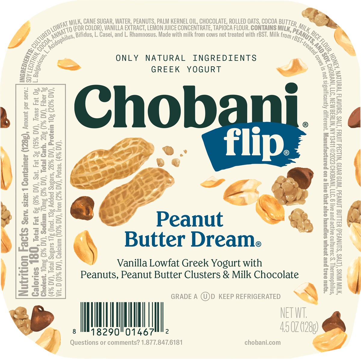 slide 9 of 9, Chobani Flip Low-Fat Chocolate Peanut Butter Dream Greek Yogurt 4.5oz, 4.5 oz