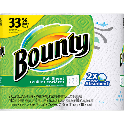 slide 1 of 9, Bounty Printed Paper Towels, 74.8 sq ft