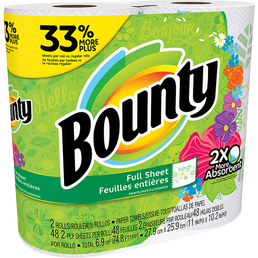 slide 8 of 9, Bounty Printed Paper Towels, 74.8 sq ft